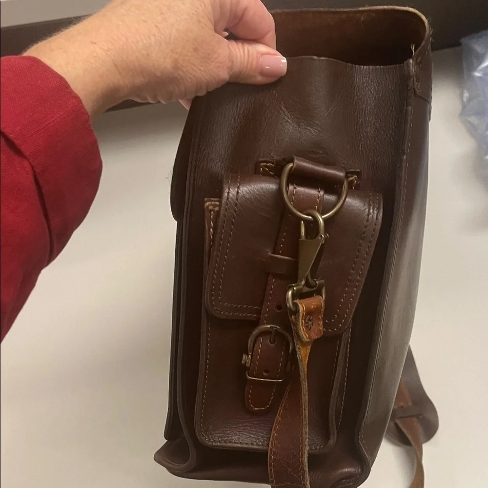 Naturally Yours Brown vintage Leather Briefcase with long adjustable strap